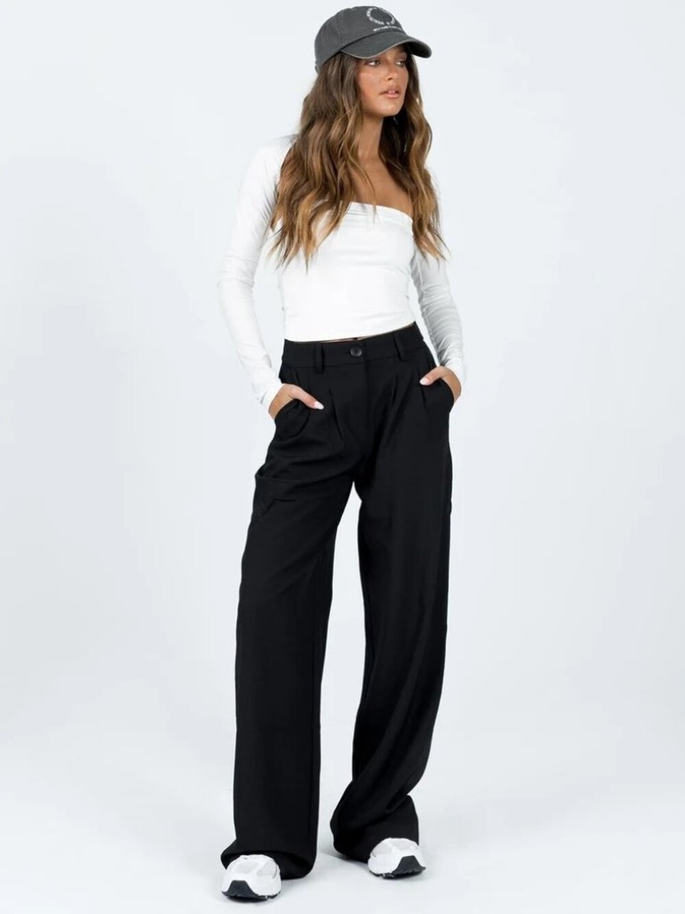 Princess Polly Archer Pants Black Wide-Leg Trousers — US 0